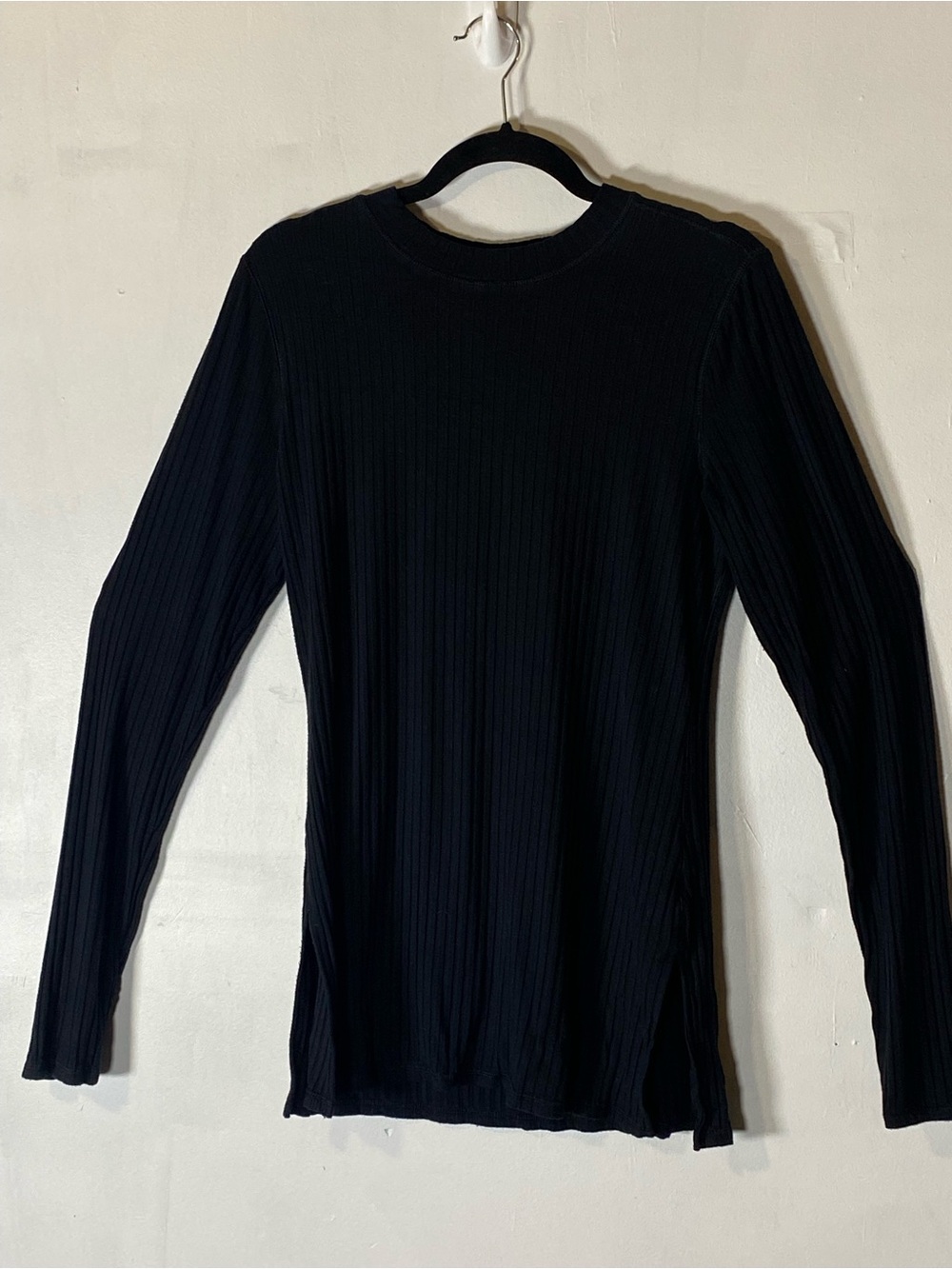 Free People Movement Ribbed Long Sleeve Black Top Stretch Athleisure L